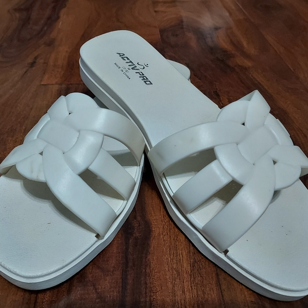Elegant White Slide Sandals